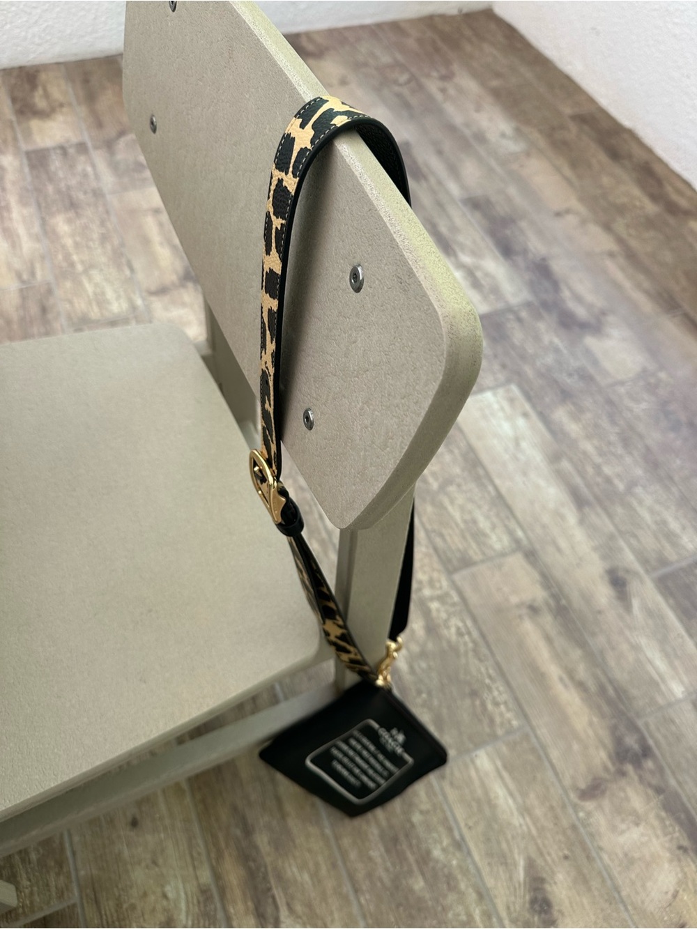 Coach Leopard Print Adjustable Strap in Black and Tan with Gold Hardware - Picture 15 of 16